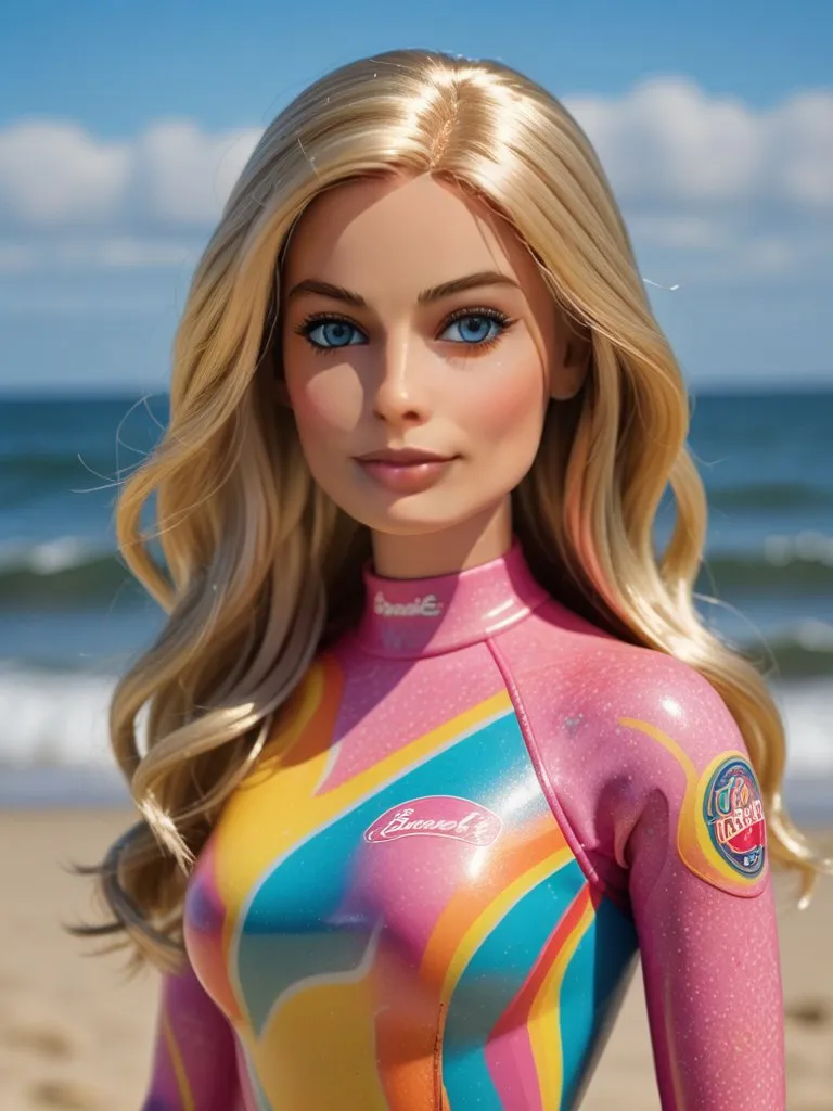 Марго Робби в стиле Barbie с длинными светлыми волосами