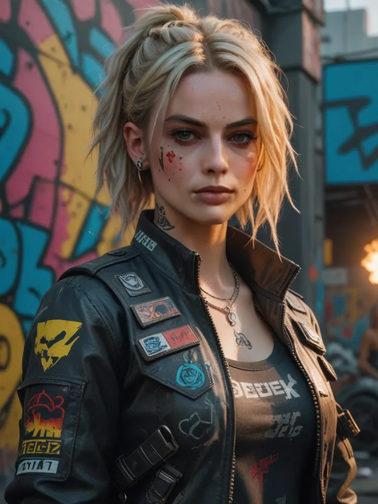 Марго Робби в стиле Cyberpunk 2077